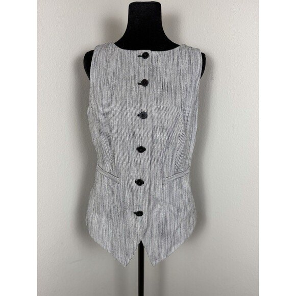 Express Jackets & Blazers - Express Black & White Textured Button Front Vest –Sleeveless Tailored – Size M
